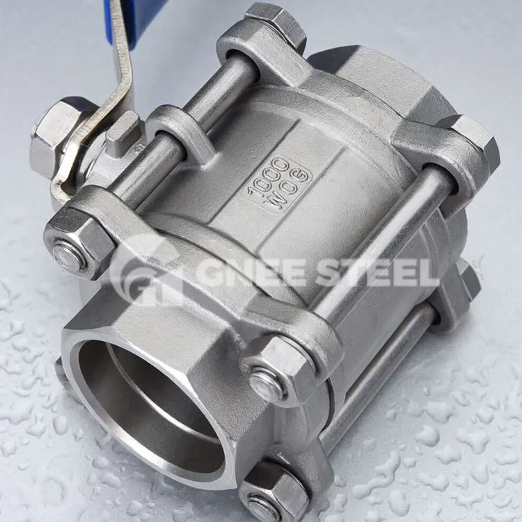 3-delt rustfri kugleventil