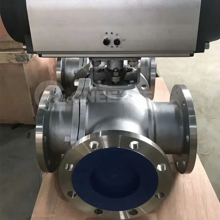 Pneumatisk 3-vejs kugleventil i rustfrit stål