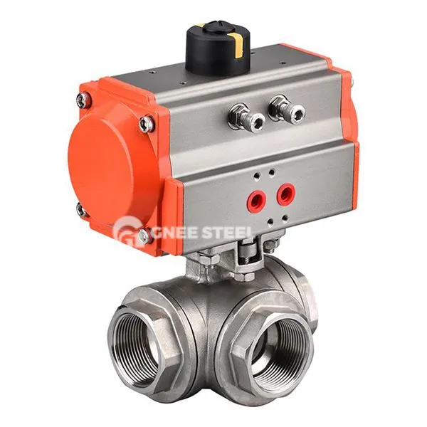 Pneumatisk trevejs kugleventil