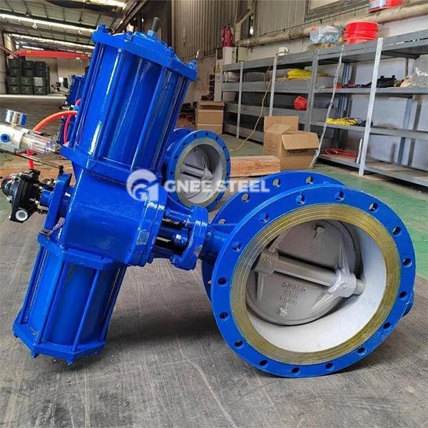 Pneumatisk tredobbelt offset sommerfuglventiler